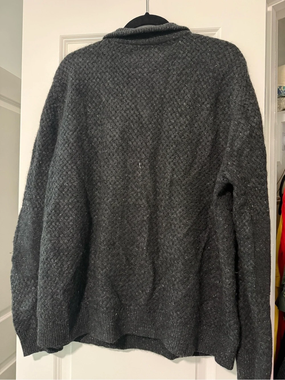 Billy Reid Dark Charcoal Knit Zip-Neck Sweater